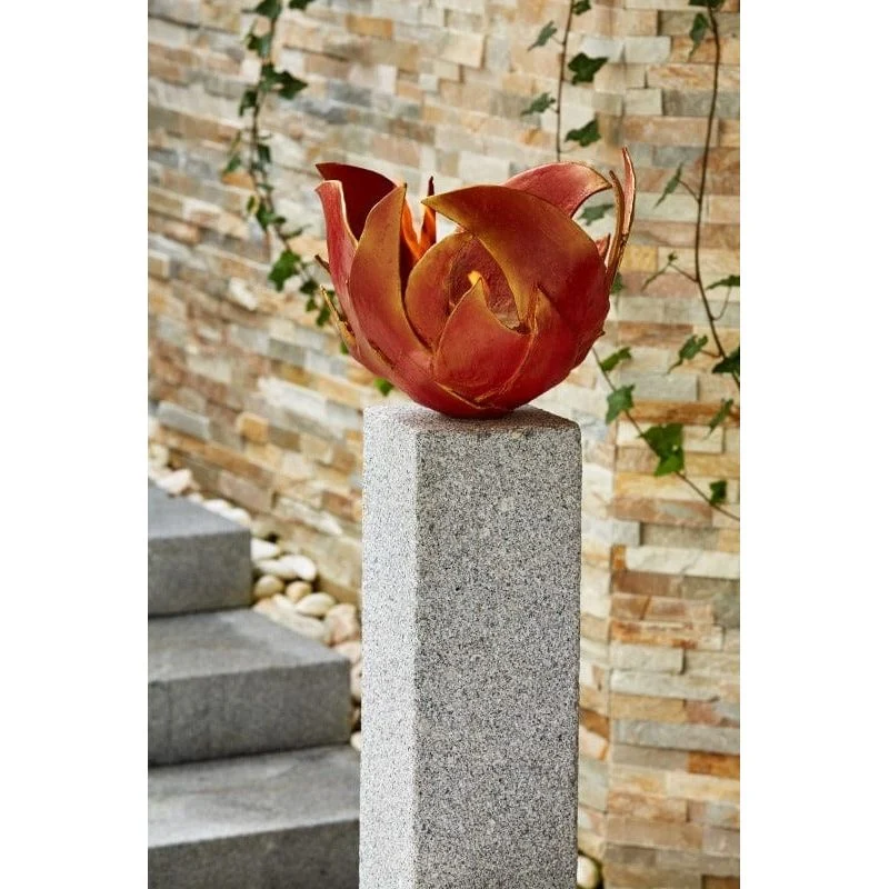Feuerschale Flamme, Bronze, grün patiniert
