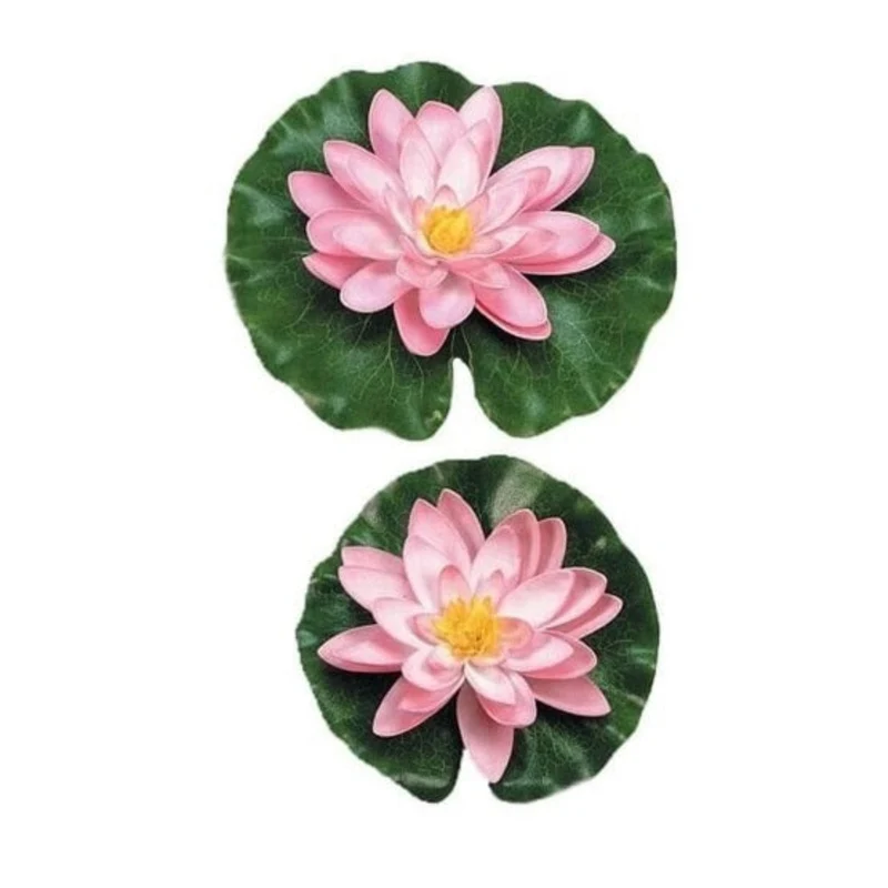 Nénuphar de décoration avec gouttes de pluie - coloris rose - Ø14 cm