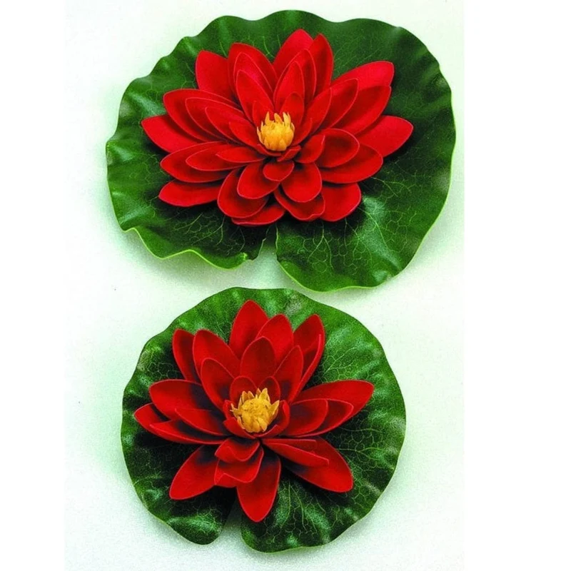 Nénuphar de décoration avec gouttes de pluie - coloris rouge - Ø14 cm
