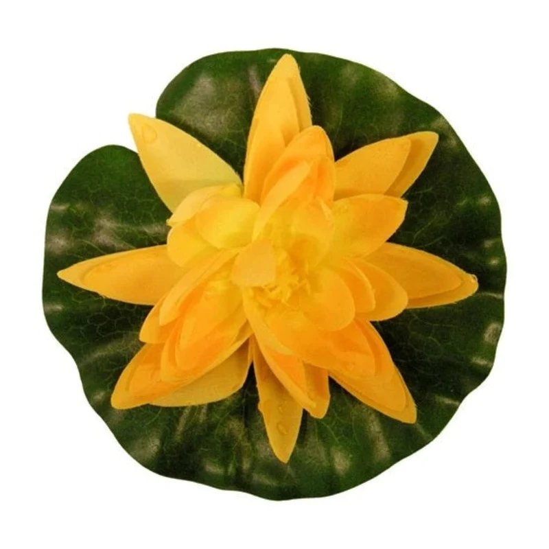 Nénuphar de décoration avec gouttes de pluie - coloris jaune - Ø14 cm