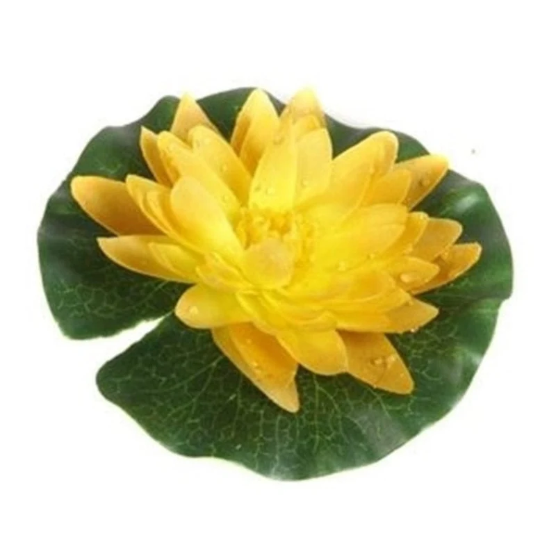 Nénuphar de décoration avec gouttes de pluie - coloris jaune - Ø14 cm