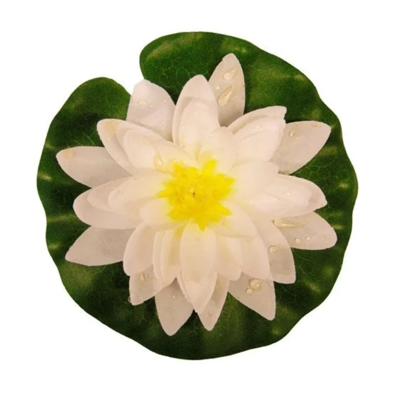 Nénuphar de décoration avec gouttes de pluie - coloris blanc - Ø14 cm
