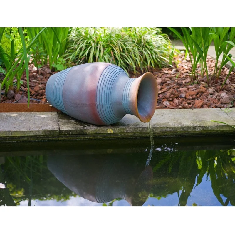 ARGOS - Amphore Jarre en Polyrésine - 900 l/h, 5ml tuyau, coloris bleu/gris - H34 x 60 x 34 cm