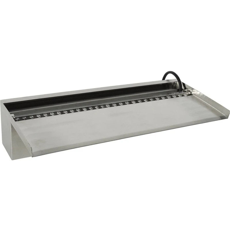 Niagara® Wall 90 LED - lame d'eau - Inox 316L avec raccords filetés Ø25 mm/1" - LED strip 90 cm 1x62 blanc froid, transfo AC 12V/DE-06-12W, Lumen 420, EEK A+, 7 Watt - H10 x 90 x 20 cm