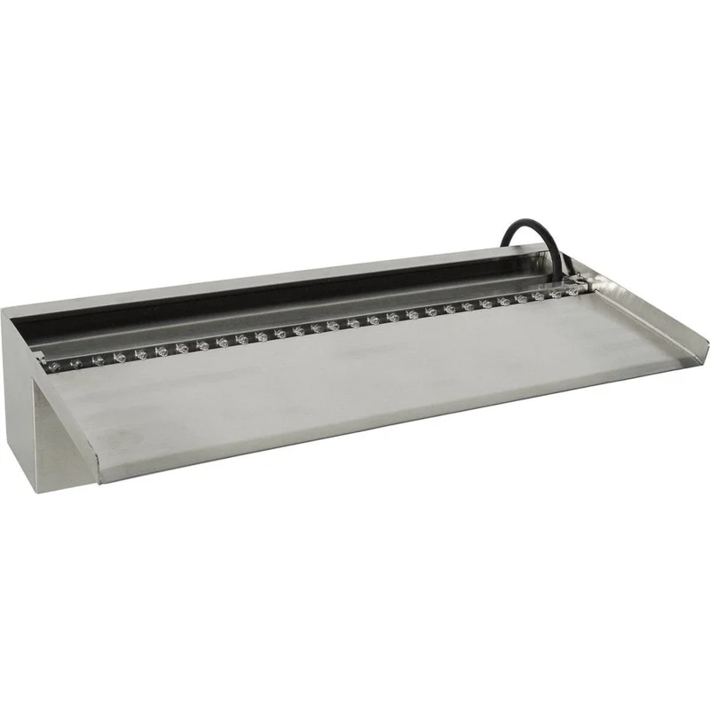 Niagara® Wall 60 LED - lame d'eau - Inox 316L avec raccords filetés Ø25 mm/1" - LED strip 60 cm 1x35 blanc froid, transfo AC 12V/DE-06-12W, Lumen 240, EEK A+, 4 Watt - H10 x 60 x 20 cm