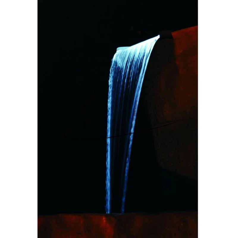 Niagara® 90 LED - lame d'eau - Inox 304 avec raccords filetés Ø25 mm/1" - LED strip 90 cm 1x62 blanc froid, transfo AC 12V/DE-06-12W, Lumen 420, EEK A+, 7 Watt - H10 x 90 x 12,5 cm