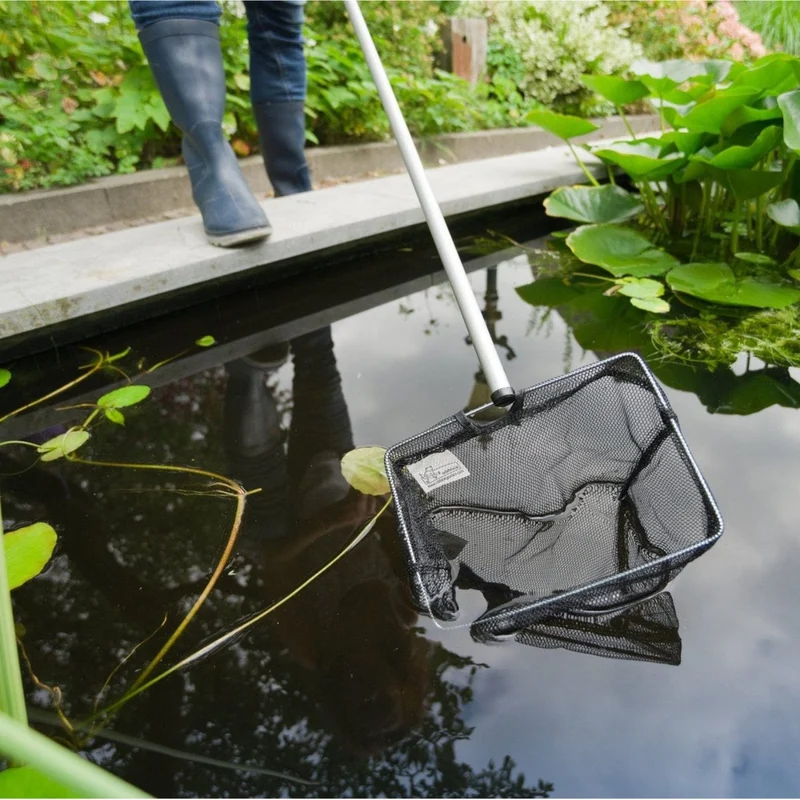 PondNets - épuisette de bassin avec manche en aluminium, grandes mailles noires - L100 cm