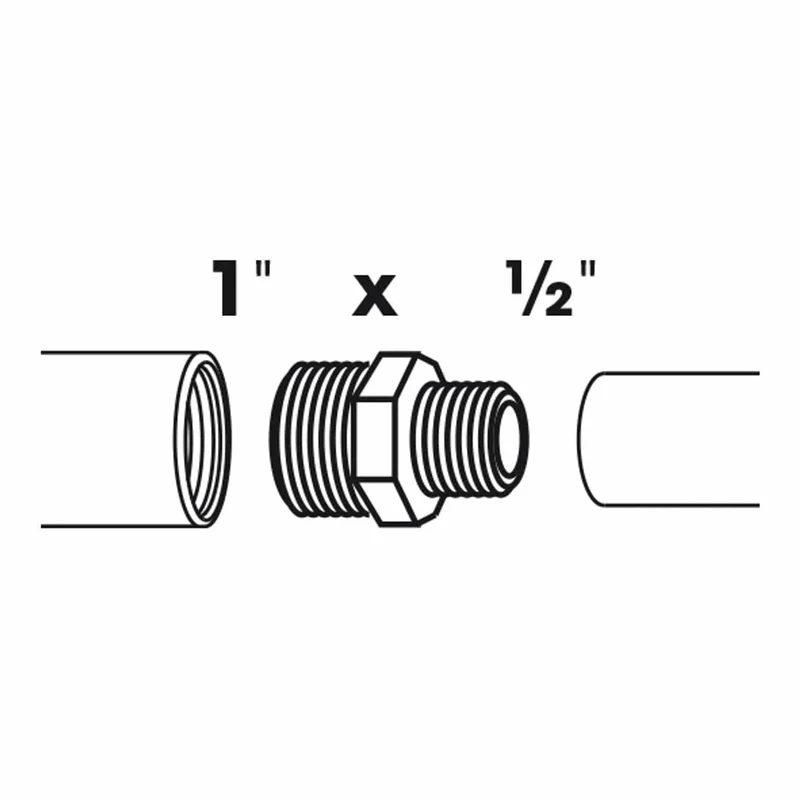 Embout à réduction 2 x filetage mâle/mâle - Ø25 (1") x Ø13 (½") mm