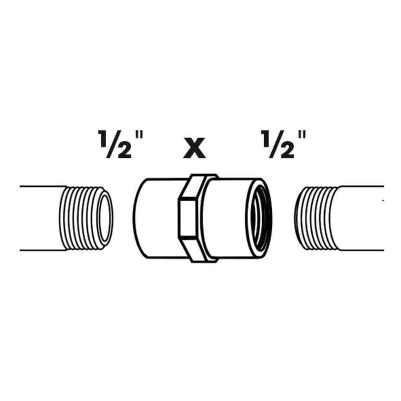 Manchon double 2 x filetage femelle/femelle - Ø13 (½") x Ø13 (½") mm