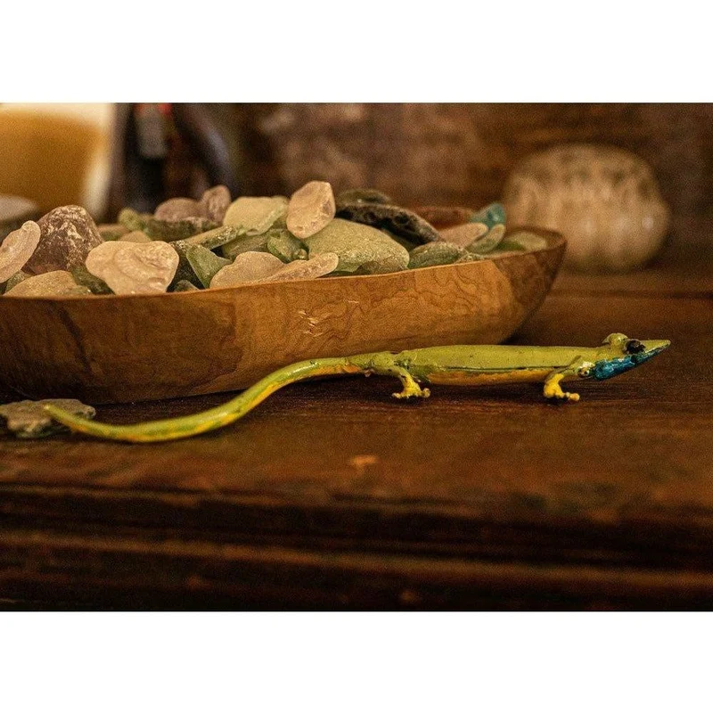 Lézard vert - Animal décoratif en métal recyclé