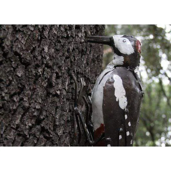Pic épeiche à fixer - Oiseau décoratif en métal recyclé
