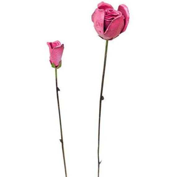 Rose & son bouton - Végétal décoratif en métal recyclé