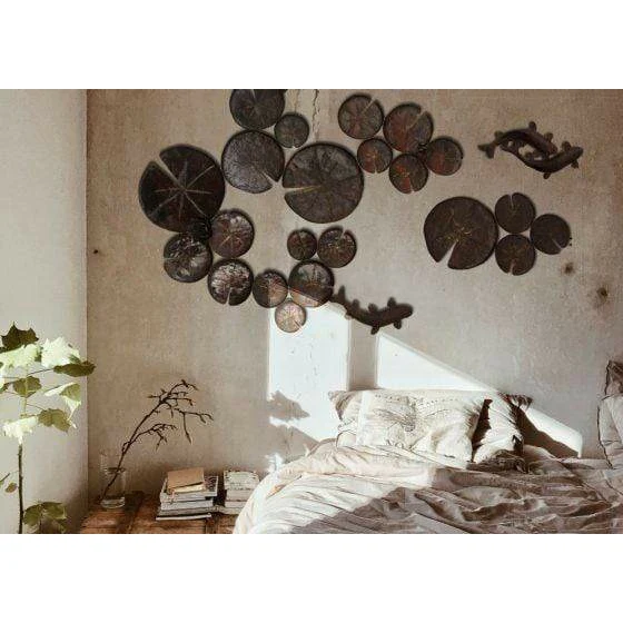 Mural Nymphéa & carpes koï - Végétal décoratif en métal recyclé