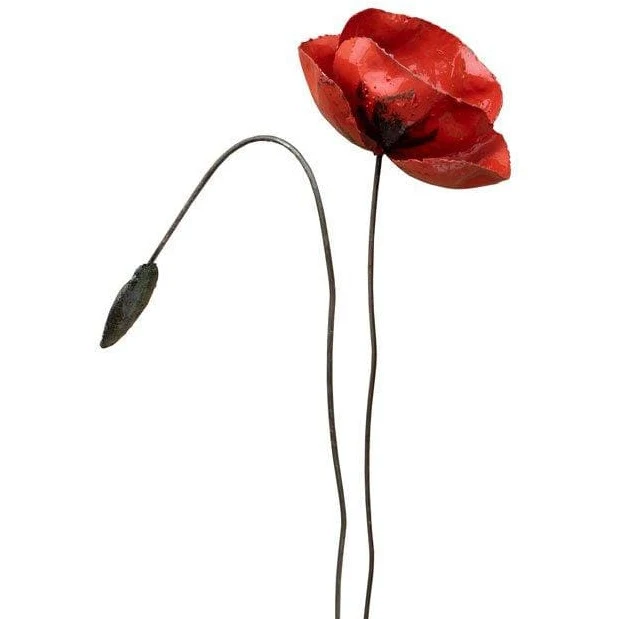 Coquelicot & bouton Moyen - Végétal décoratif en métal recyclé