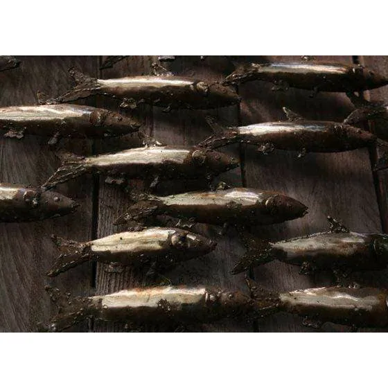 Banc de sardines x 28 - Poisson décoratif en métal recyclé