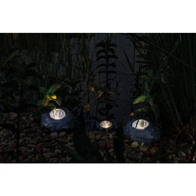 PondoStar LED Rocklight Set 3- Spots en petits rochers pour petit bassin - Pontec