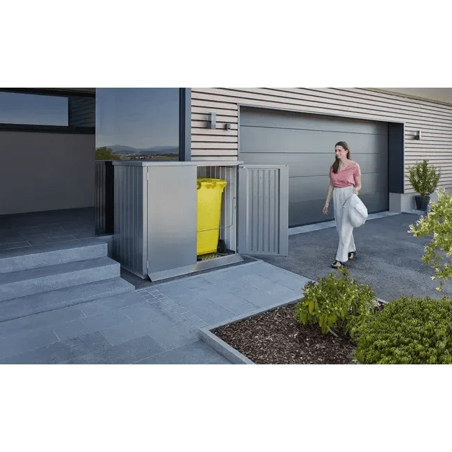 Biohort – Alex contenedor doble de cubos de basura modular con ruedas Gris oscuro metálico