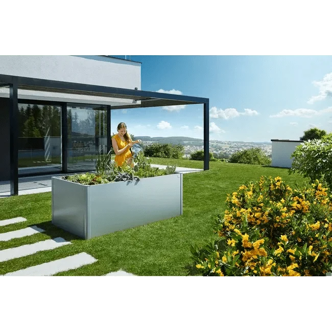 Biohort – Huerto urbano elevado de metal Plata metálica