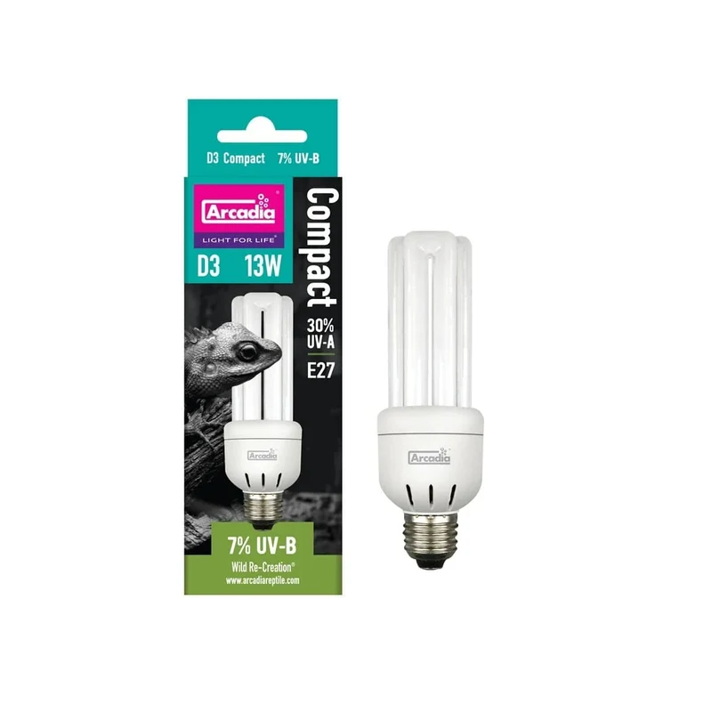 ARCADIA MINI TRIPLE U D3 7% UVB SCREW IN COMPACT 13 WATT