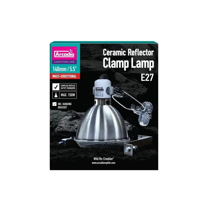 ARCADIA REFLECTOR CLAMP LAMP WITH CERAMIC HOLDER E27 14CM STAINLESS STEEL