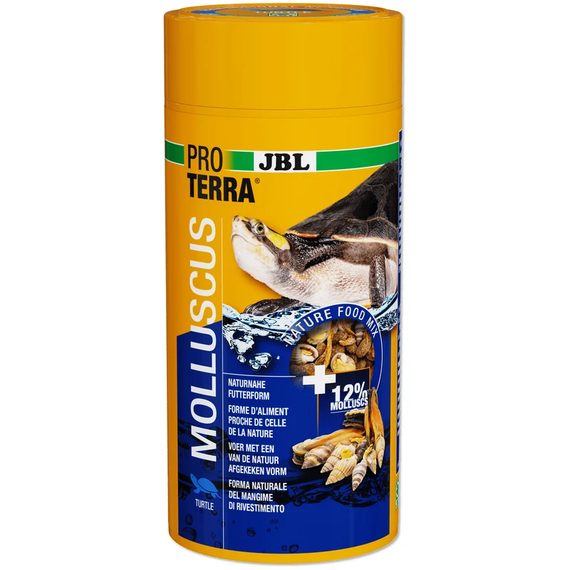 ProTerra JBL Molluscus - Escargots entiers, gammares et bâtonnets au poisson pour diversifier l’alimentation de toutes les tortues d’eau et cistudes