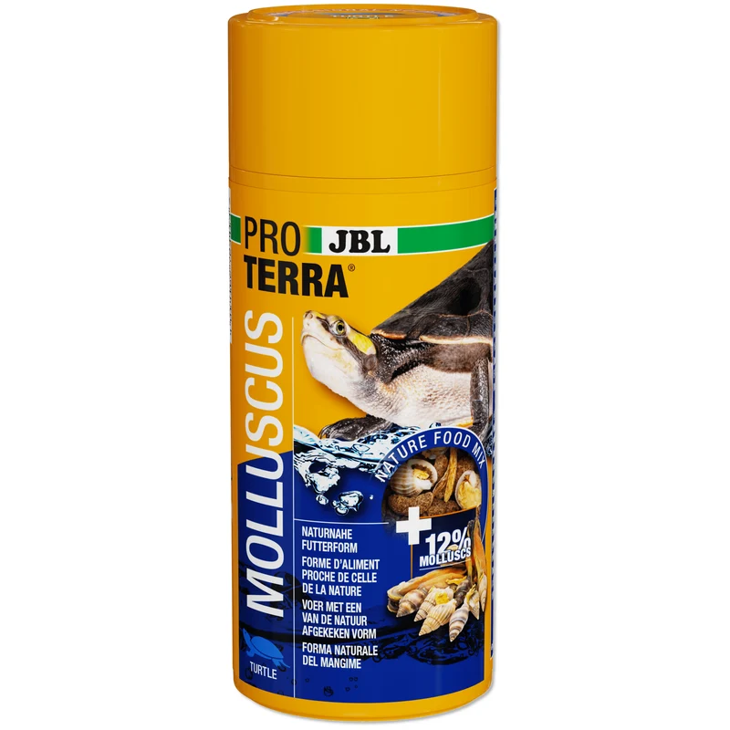 ProTerra JBL Molluscus - Escargots entiers, gammares et bâtonnets au poisson pour diversifier l’alimentation de toutes les tortues d’eau et cistudes