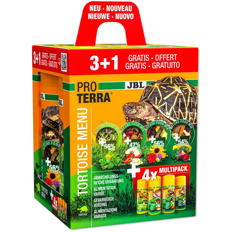 ProTerra JBL Tortoise Menu - Assortiment de 4 types d'aliments pour toutes les tortues terrestres