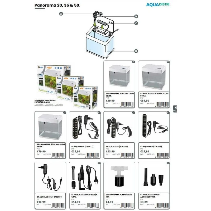 Pièces détachées pour Aquarium SF PANORAMA Superfish 20L