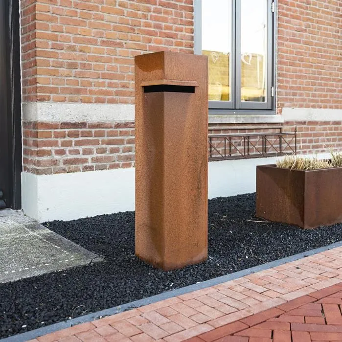 Ivar - Boite aux lettres en acier corten très élégante - 1.2m x 0.35m x 0.35m