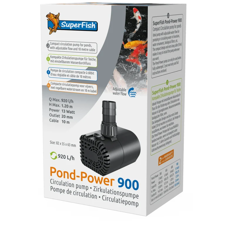 Pond-Power 900 - Pompe de circulation ou pour petits jeux d'eau - Superfish