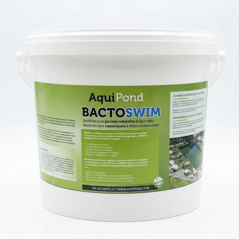 Aquipond BactoSwim Bactéries pour Piscine Naturelle – 5Kg – Favorise un environnement équilibré pour limiter naturellement la présence d’algues et de vase – Convient aux piscines de 25 à 50 m²
