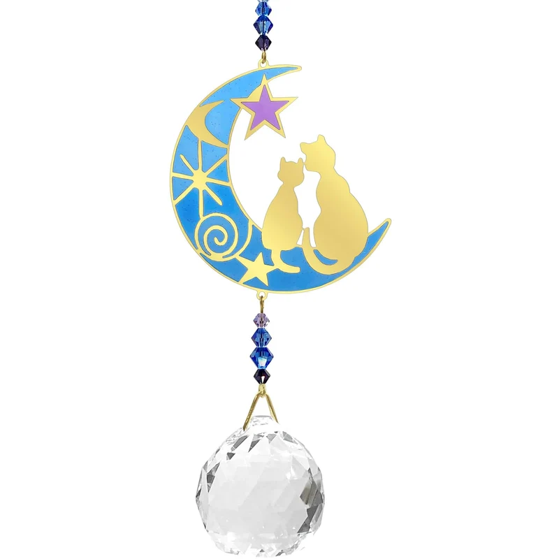Cristal Feng Shui Deux Chats sur la Lune