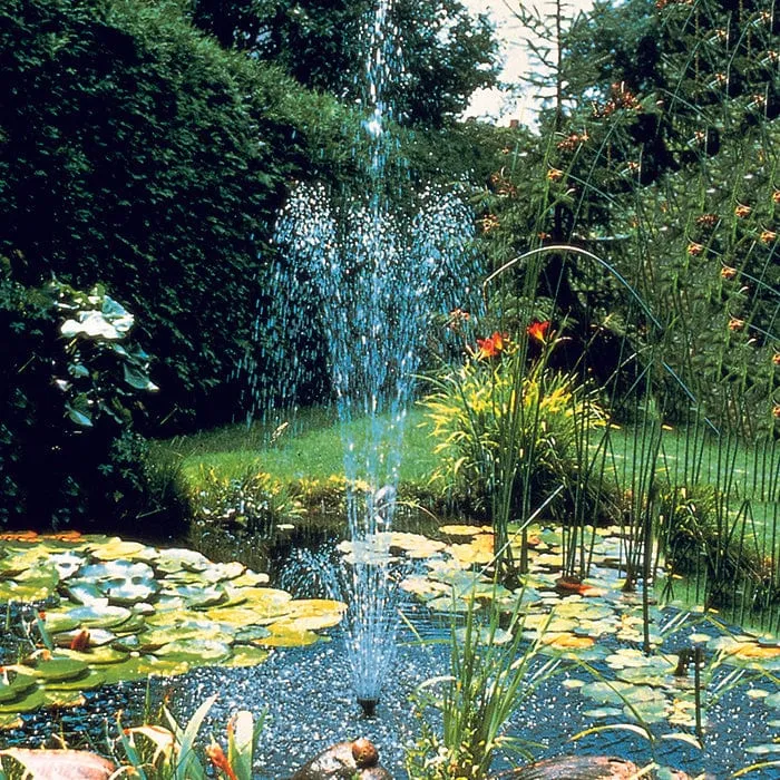 ELIMAX 6000 - pompe fontaine de bassin - Qmax(l/h) 6100, 125w, Hmax(m) 3,90, 1" - cloche d'eau 110cm, volcan H180x220 cm, jet moussant 60cm