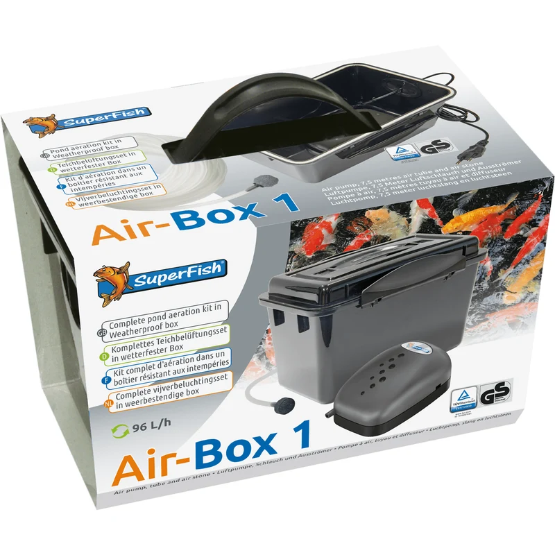 Air-Box 1 - Set d'aération dans boite étanche pour bassin de de 0 à 1.5m³ - Superfish