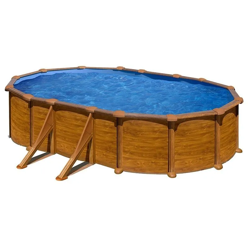 Piscina ovalada Star Pool Gre imitación madera. 730x375x132 cm. PROV738WO.