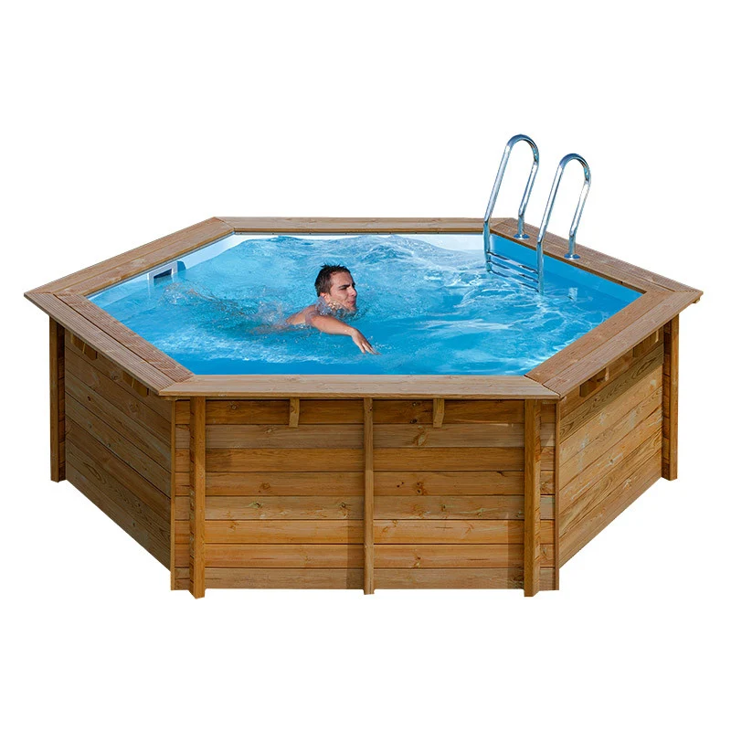 Piscina elevada de madera GRE Vanille 2 Ø400x119 cm con filtro de arena 4 m³/h – Ref. 800002