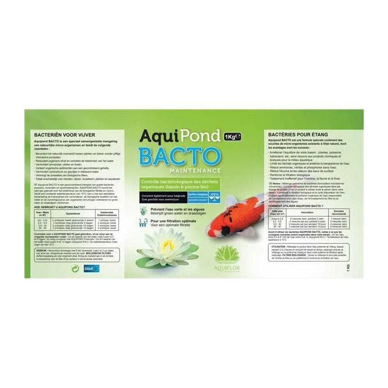 Aquipond Bacto Maintenance 500G – 0,5 Kg - Bactéries de Maintenance - Traite 5M³ durant toute la saison