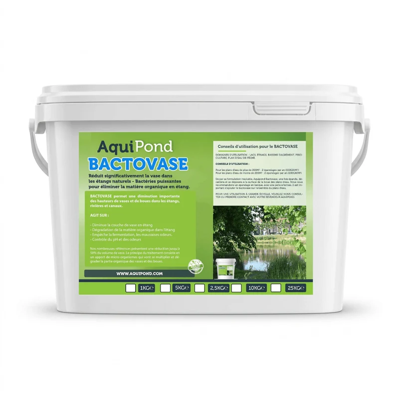 Aquipond Bactovase - 2.5Kg - Bactéries pour réduire la vase en étang naturel - Traite jusqu'à 25M²