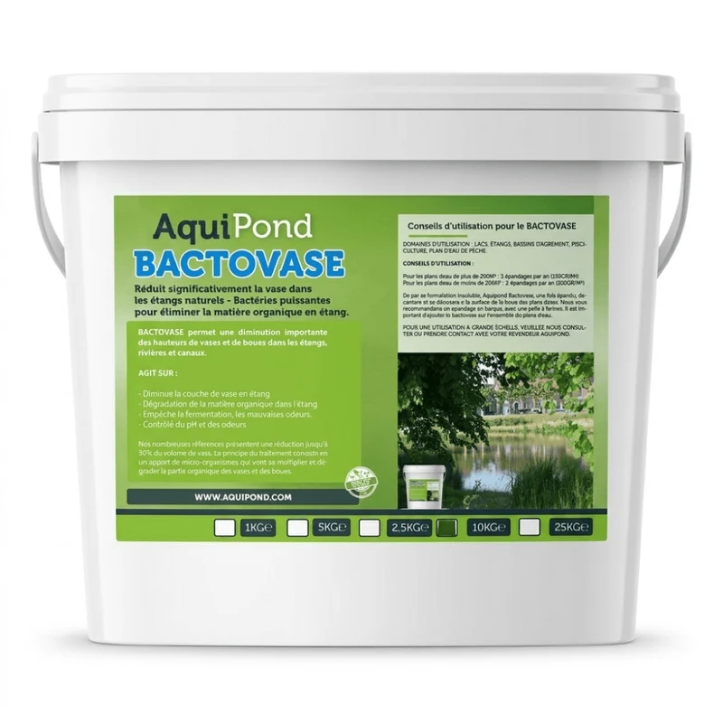 Aquipond Bactovase - 10Kg - Bactéries pour réduire la vase en étang naturel - Traite jusqu'à 100M²