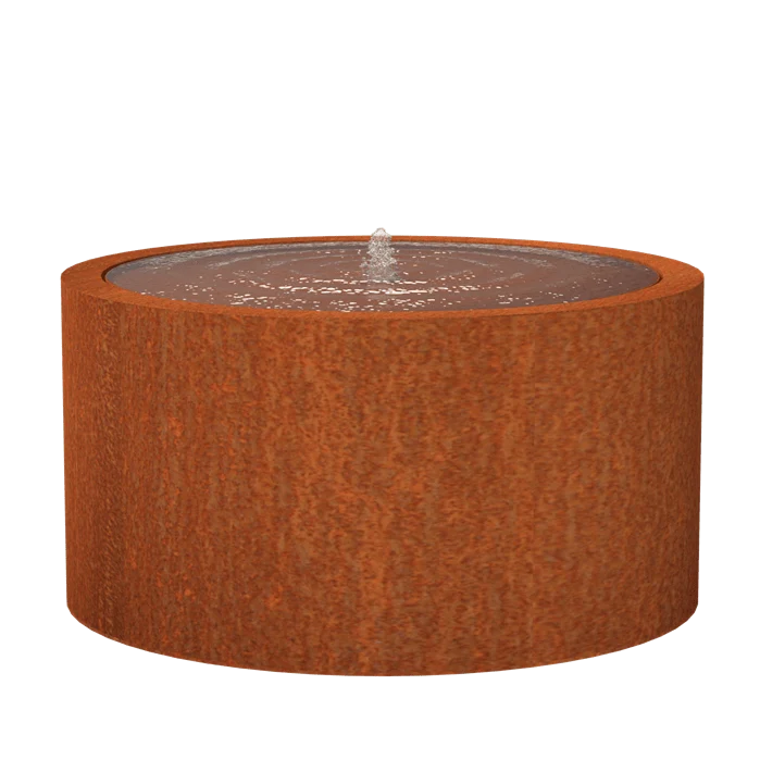 Table d'eau rond en acier corten 145 x 75CM - Avec 1 fontaine + LED