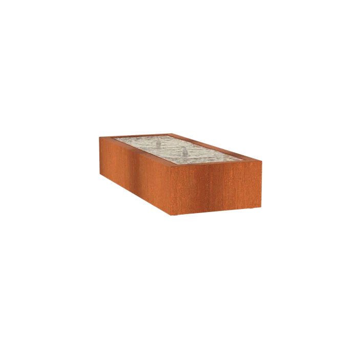 Table d'eau en acier corten 200 x 80 x 40CM - Avec 2 fontaines + LED