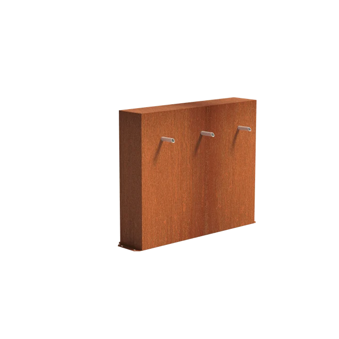 Mur avec 3 jets d'eau en acier corten (avec pompe) - 120 x 100 x 25CM