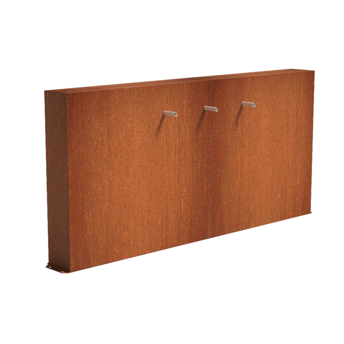 Mur avec 3 jets d'eau en acier corten (avec pompe) - 250 x 120 x 25CM