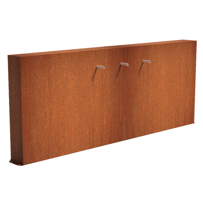 Mur avec 3 jets d'eau en acier corten (avec pompe) - 300 x 120 x 25CM
