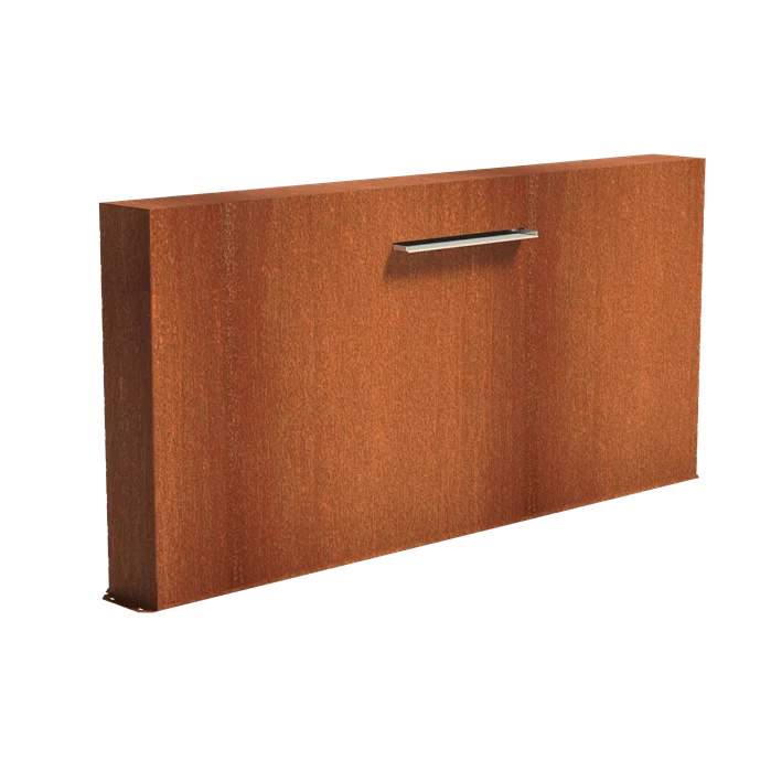 Mur avec lame d'eau 60CM en acier corten (avec pompe) - 250 x 120 x 25CM