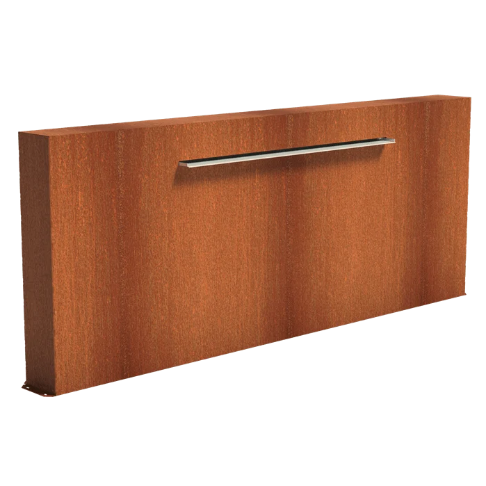 Mur avec lame d'eau 150CM en acier corten (avec pompe) - 300 x 120 x 25CM