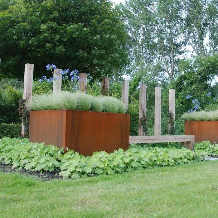 Jardinière en corten - Andes avec pieds 1.2m x 0.4m x 0,8m