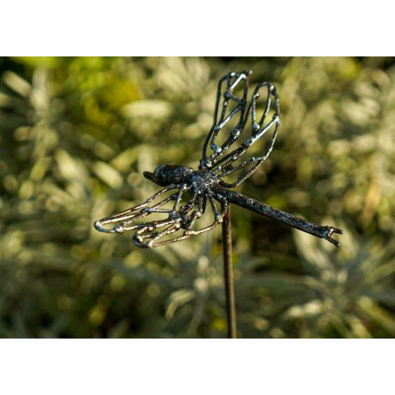 Tuteur libellule - Oiseau décoratif en métal recyclé