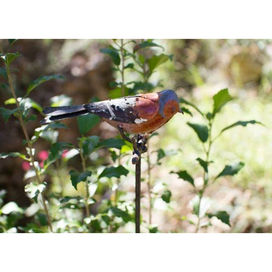 Tuteur Pinson - Oiseau décoratif en métal recyclé