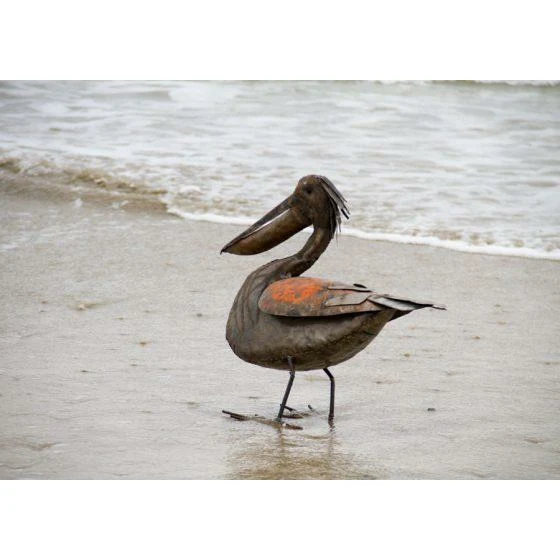 Pélican - Oiseau décoratif en métal recyclé